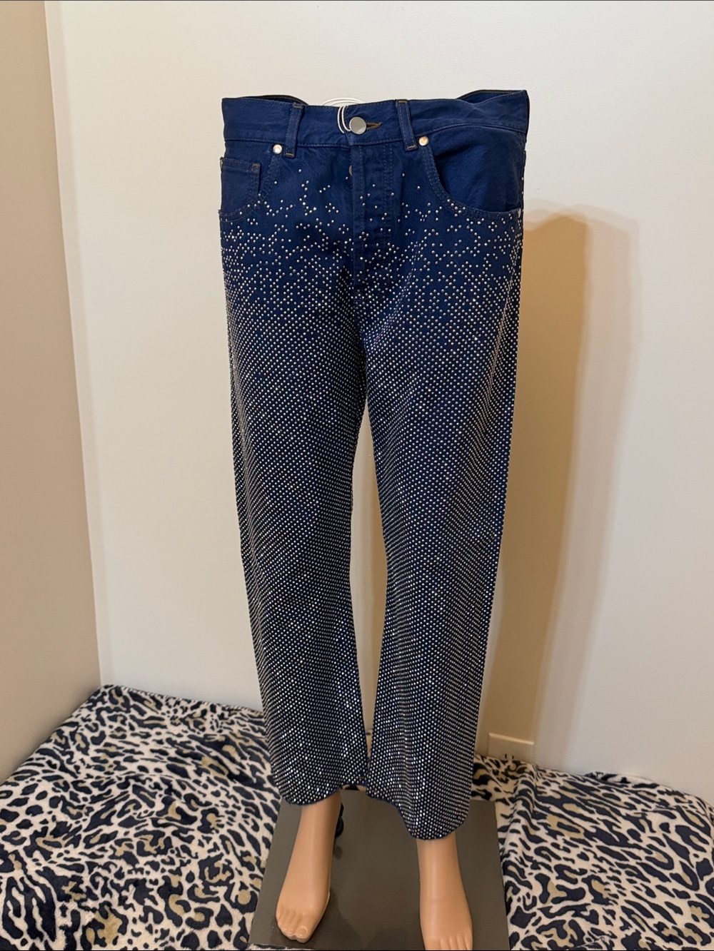 Circus Hotel Wide Leg Rhinestone Embellished Cropped Jeans Donna 8/42 Italy